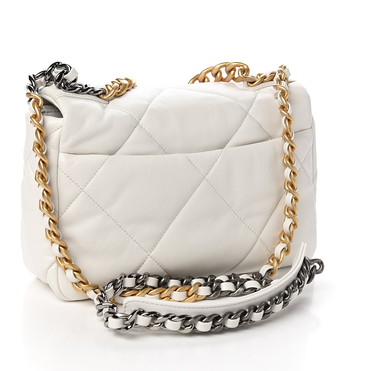 Goatskin Quilted Medium 19 Flap White
