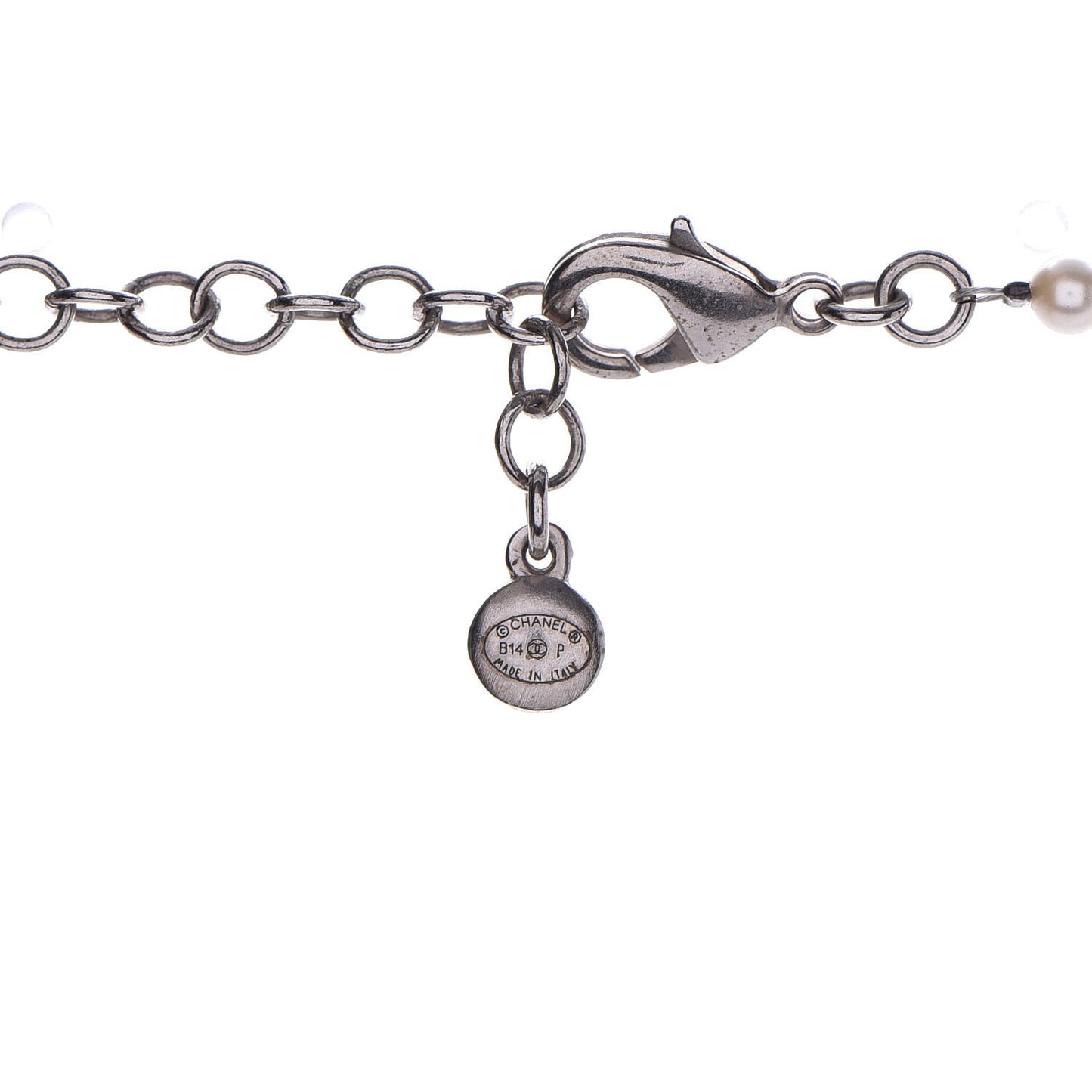 Pearl Cluster CC Necklace Silver