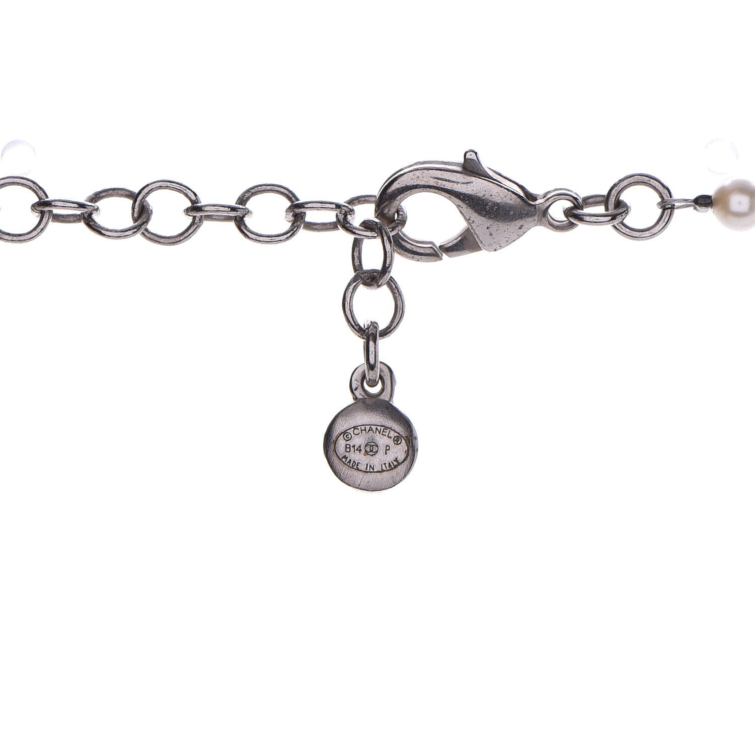 Chanel Pearl Cluster CC Necklace Silver 4 of 7