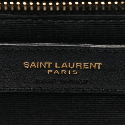 Saint Laurent Grain De Poudre Textured Mixed Matelasse Large Triquilt Monogram Satchel Black 7 of 10