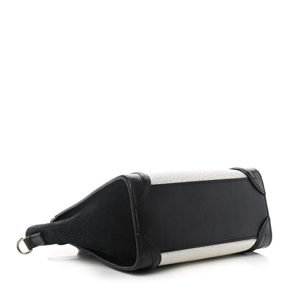 Celine Bullhide Calfskin Nubuck Bi-Color Nano Luggage Black White 4 of 12