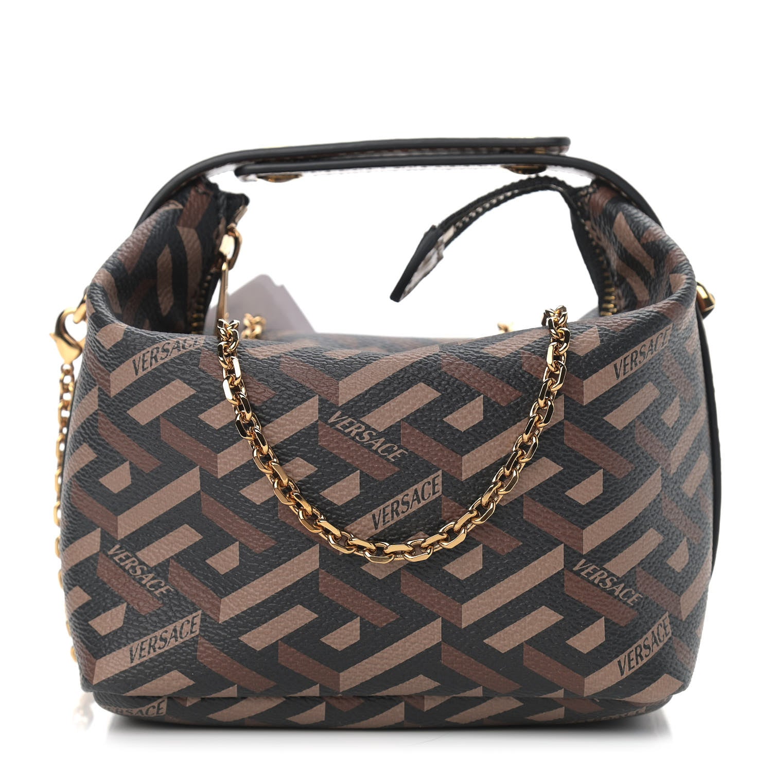 Versace Coated Canvas La Greca Signature Mini Bag Black Carmel 1 of 9