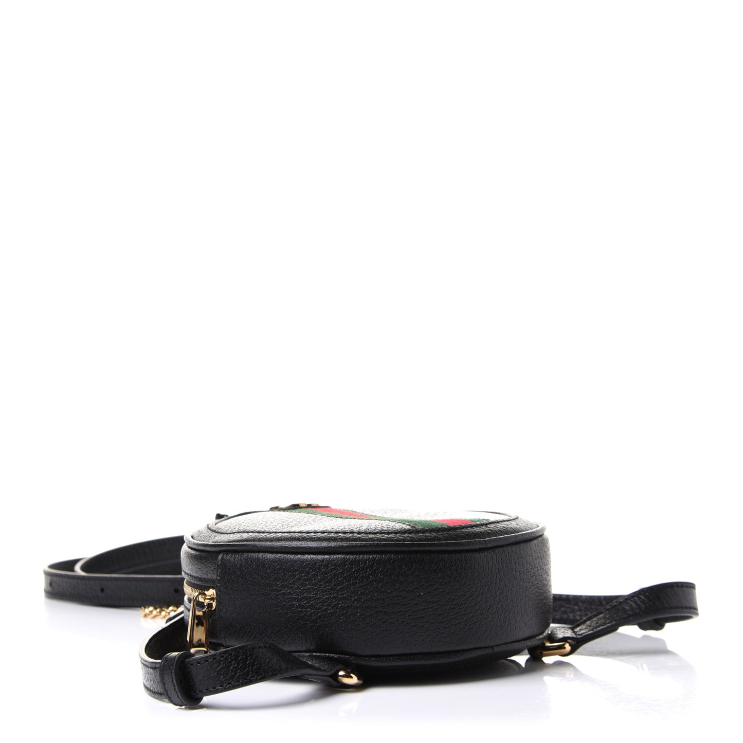 Grained Calfskin Web Mini Ophidia Round Backpack Black