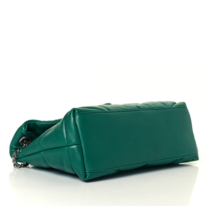 Saint Laurent Lambskin Quilted Small Loulou Puffer Monogram Chain Satchel Green Field 4 of 7