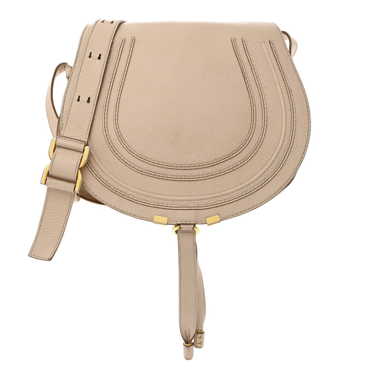 Chloe Grained Calfskin Medium Marcie Saddle Bag Beige 1 of 19