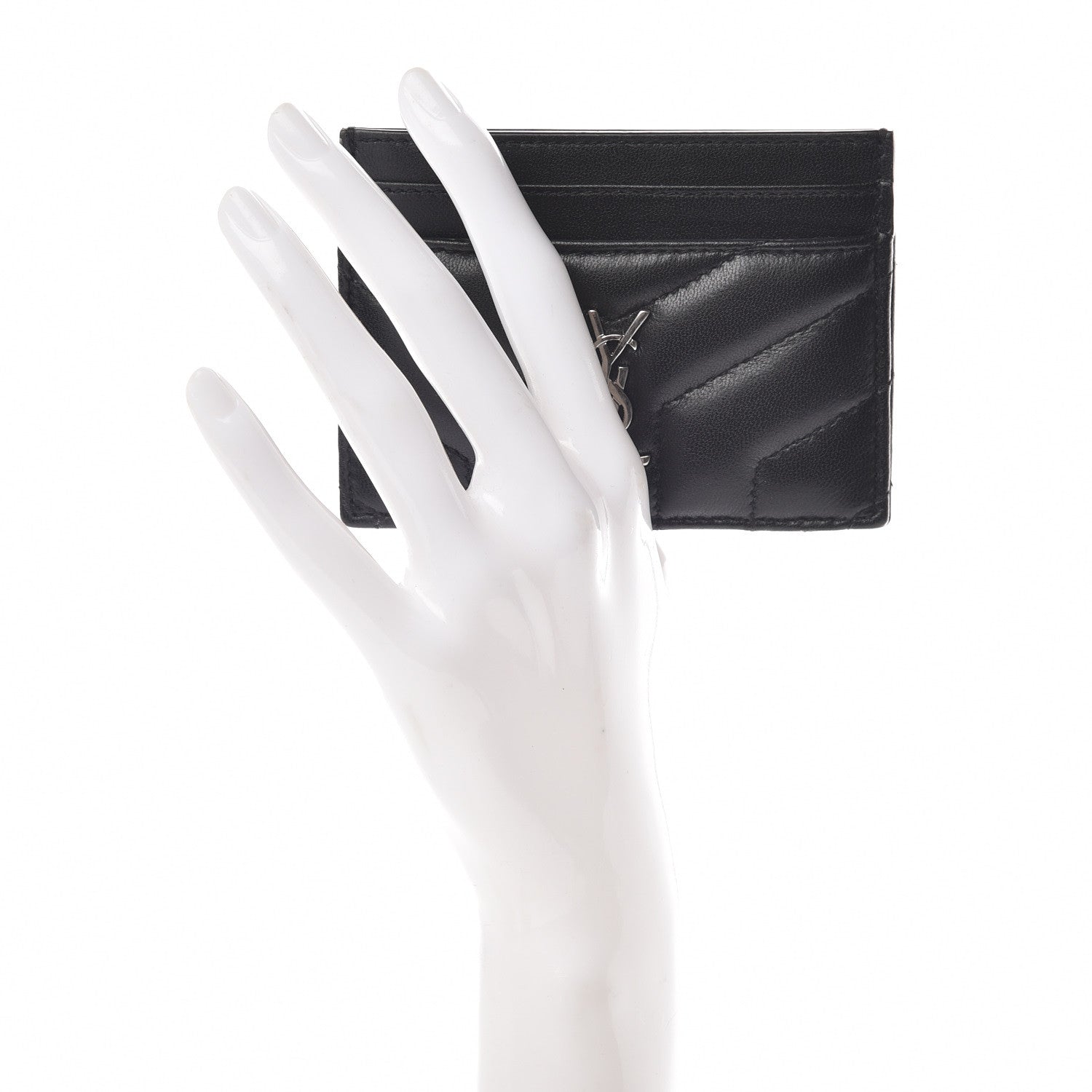 Saint Laurent Calfskin Y Quilted Monogram LouLou Credit Card Case Black 2 of 7