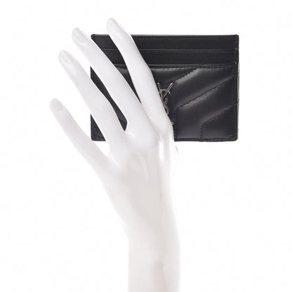 Saint Laurent Calfskin Y Quilted Monogram LouLou Credit Card Case Black 2 of 7