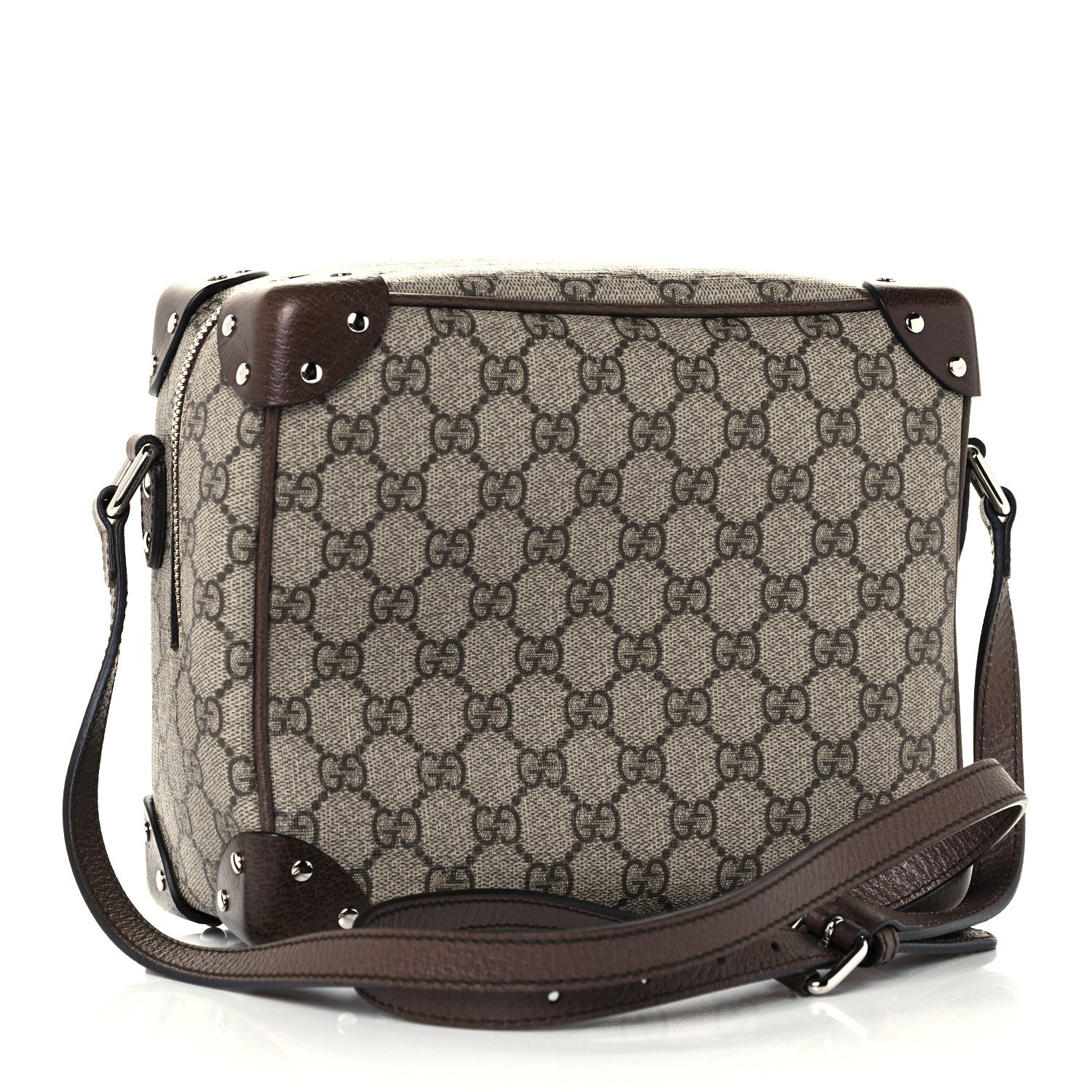 Gucci GG Supreme Monogram Textured Calfskin Square Messenger Bag Beige Ebony New Acero 3 of 12