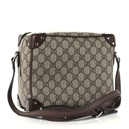 Gucci GG Supreme Monogram Textured Calfskin Square Messenger Bag Beige Ebony New Acero 3 of 12