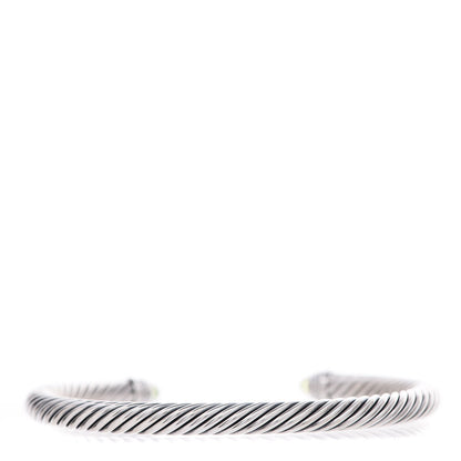 David Yurman Sterling Silver Diamond Peridot 5mm Cable Classics Bracelet 4 of 6