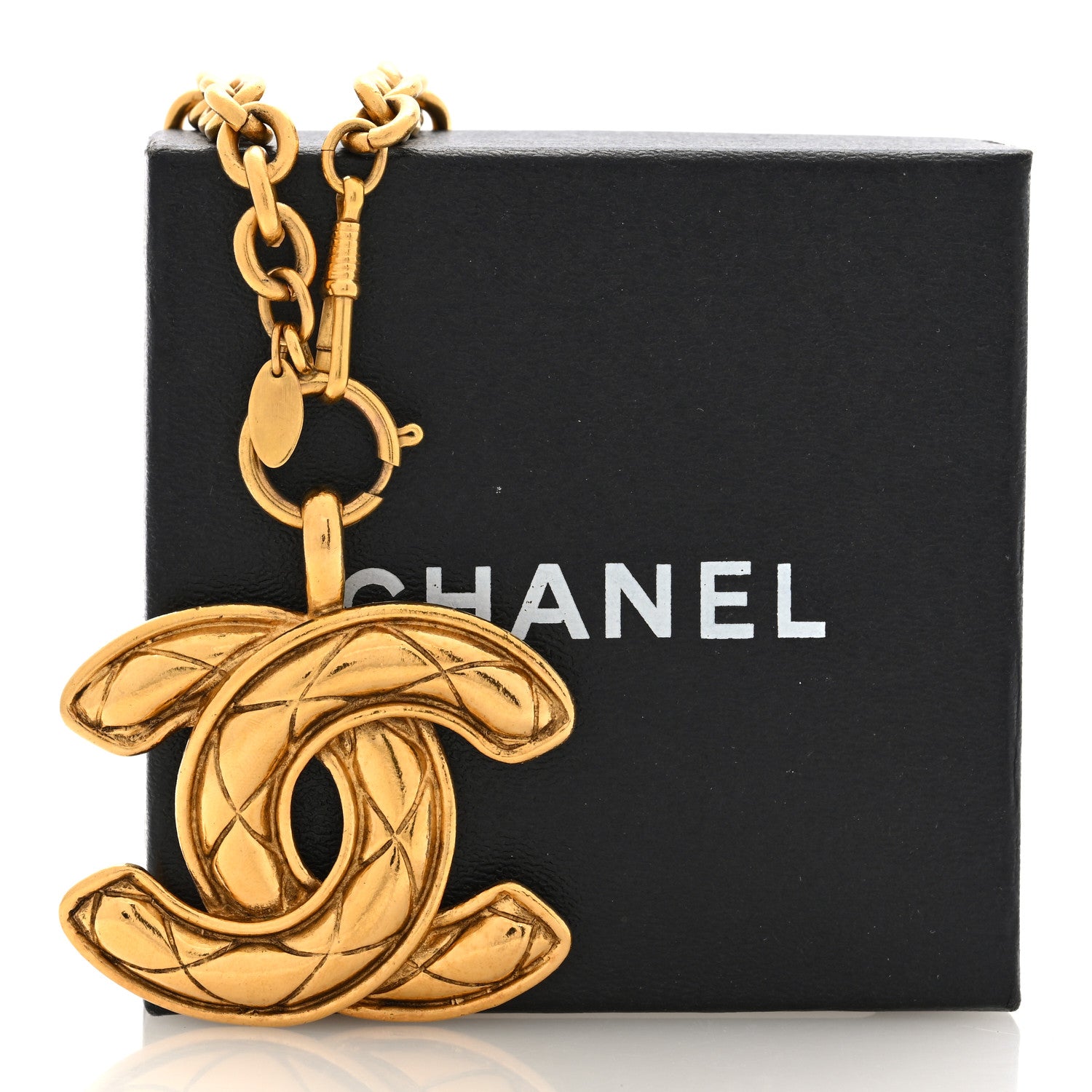 Chanel Metal Quilted CC Necklace Gold 5 of 5