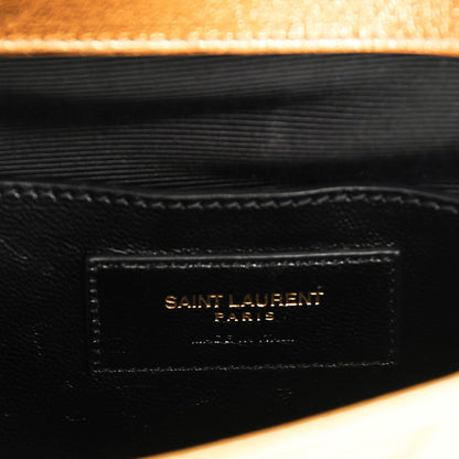 Saint Laurent Metallic Lambskin Matelasse Chevron Medium Monogram Satchel Gold 8 of 8