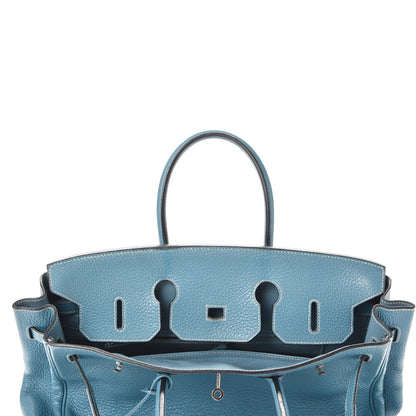 Hermes Taurillon Clemence Birkin 35 Blue Jean 9 of 40