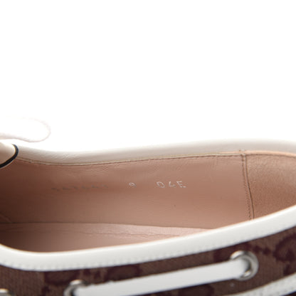 Gucci Monogram Mens Boat Shoes 9 Sahara Rubino White 10 of 11