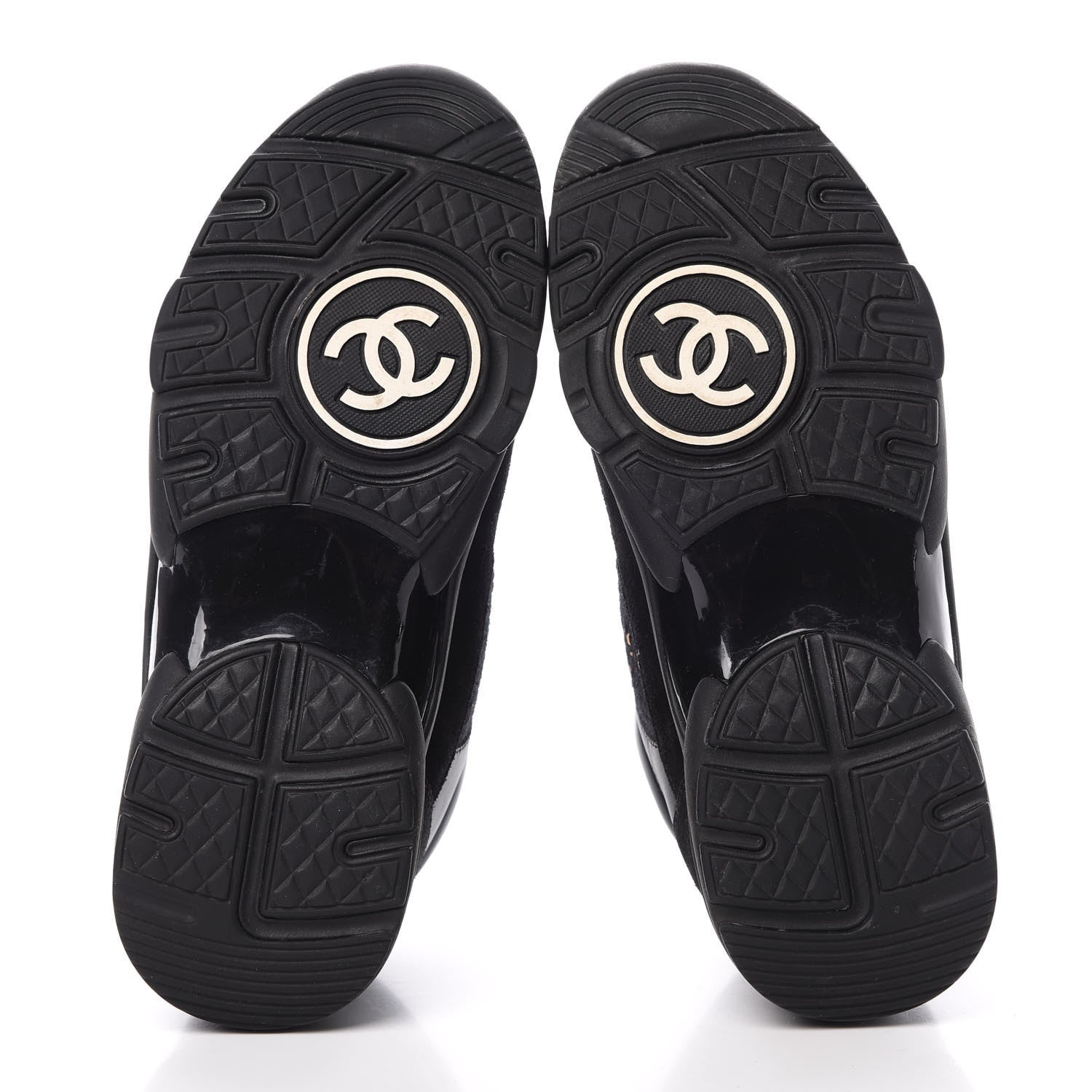 Chanel Velour Tweed CC Sneakers 37 Black Gold 5 of 7