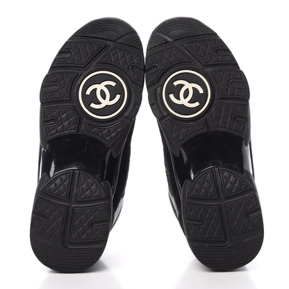 Chanel Velour Tweed CC Sneakers 37 Black Gold 5 of 7