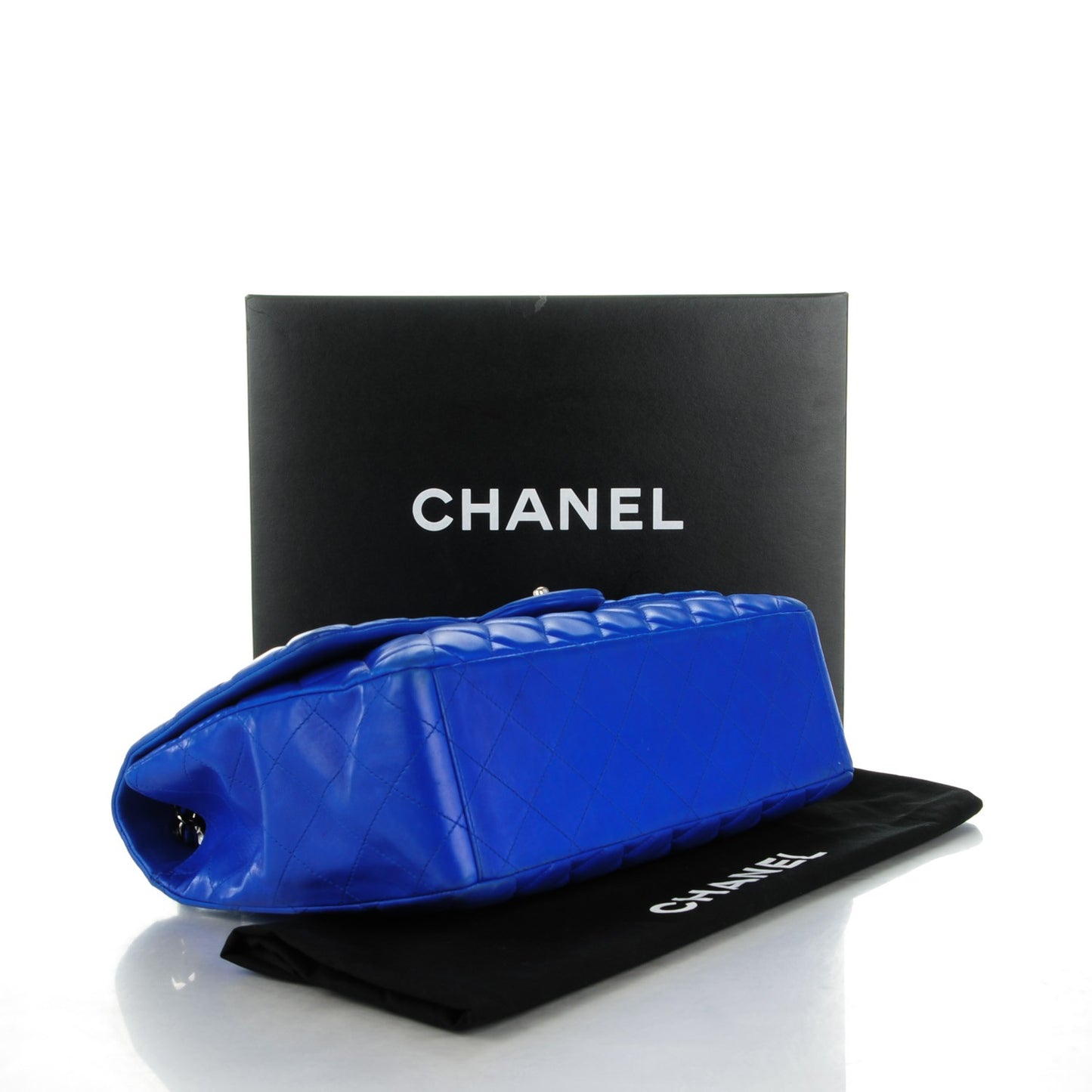 Lambskin Quilted Maxi Single Flap Blue