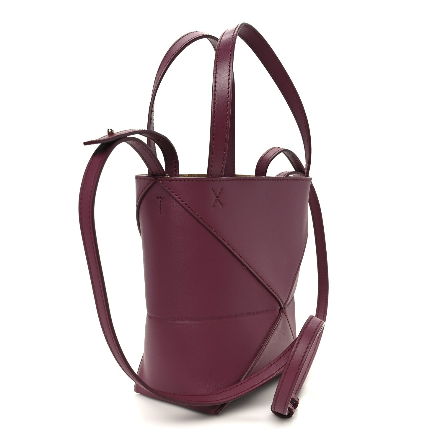 Loewe Shiny Calfskin Mini Puzzle Fold Tote Dark Burgundy 3 of 10