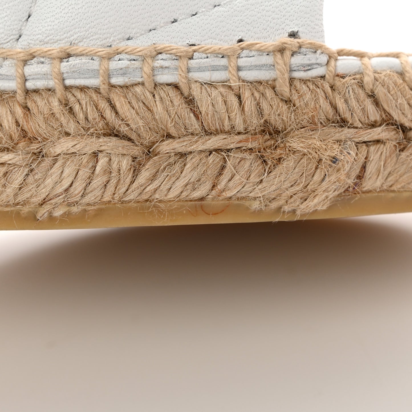 Nappa Logo Quilted Espadrille 20mm Slide Sandals 38 Bianco