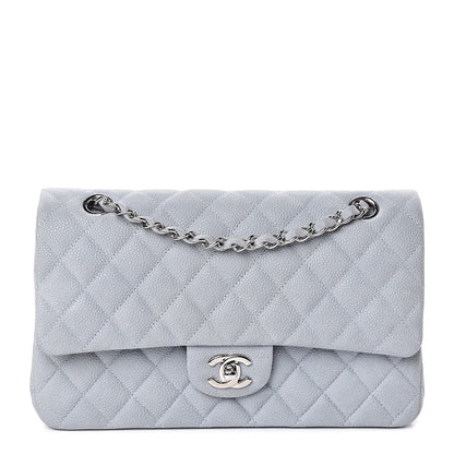 Chanel Iridescent Caviar Quilted Medium Double Flap Light Grey 1 of 14