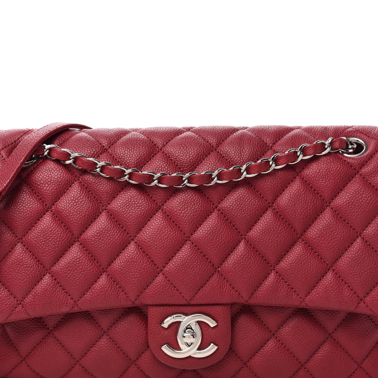 Chanel Caviar Quilted Jumbo Easy Flap Dark Pink 10 of 10