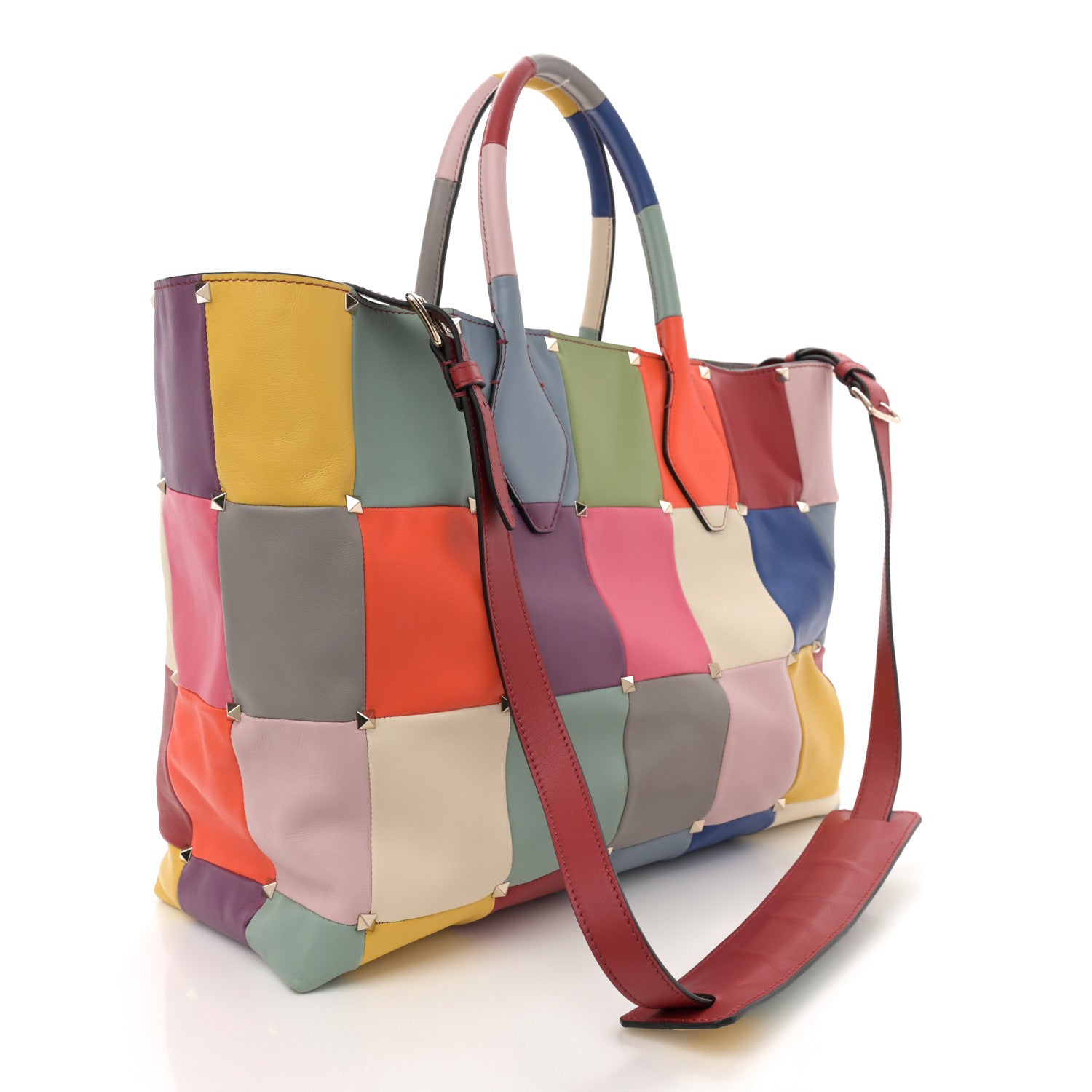 Valentino Garavani Calfskin Puzzlestud Patchwork Large Tote Multicolor 4 of 12