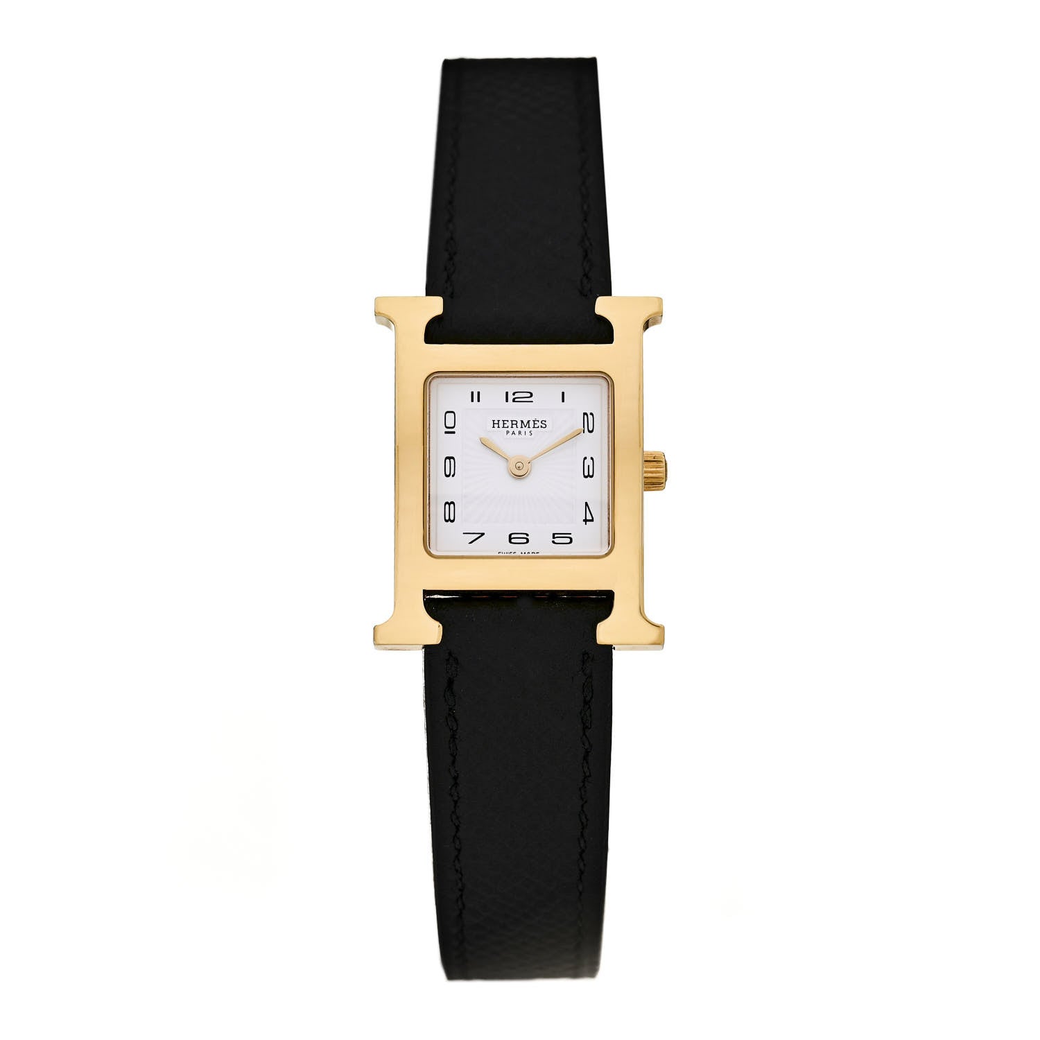 Hermes Stainless Steel Epsom 21mm Heure H Hour Quartz Watch Noir 1 of 5