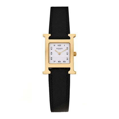 Hermes Stainless Steel Epsom 21mm Heure H Hour Quartz Watch Noir 1 of 5