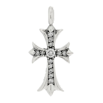 Chrome Hearts Sterling Silver Diamond CH Tiny Cross Pave Pendant 1 of 5