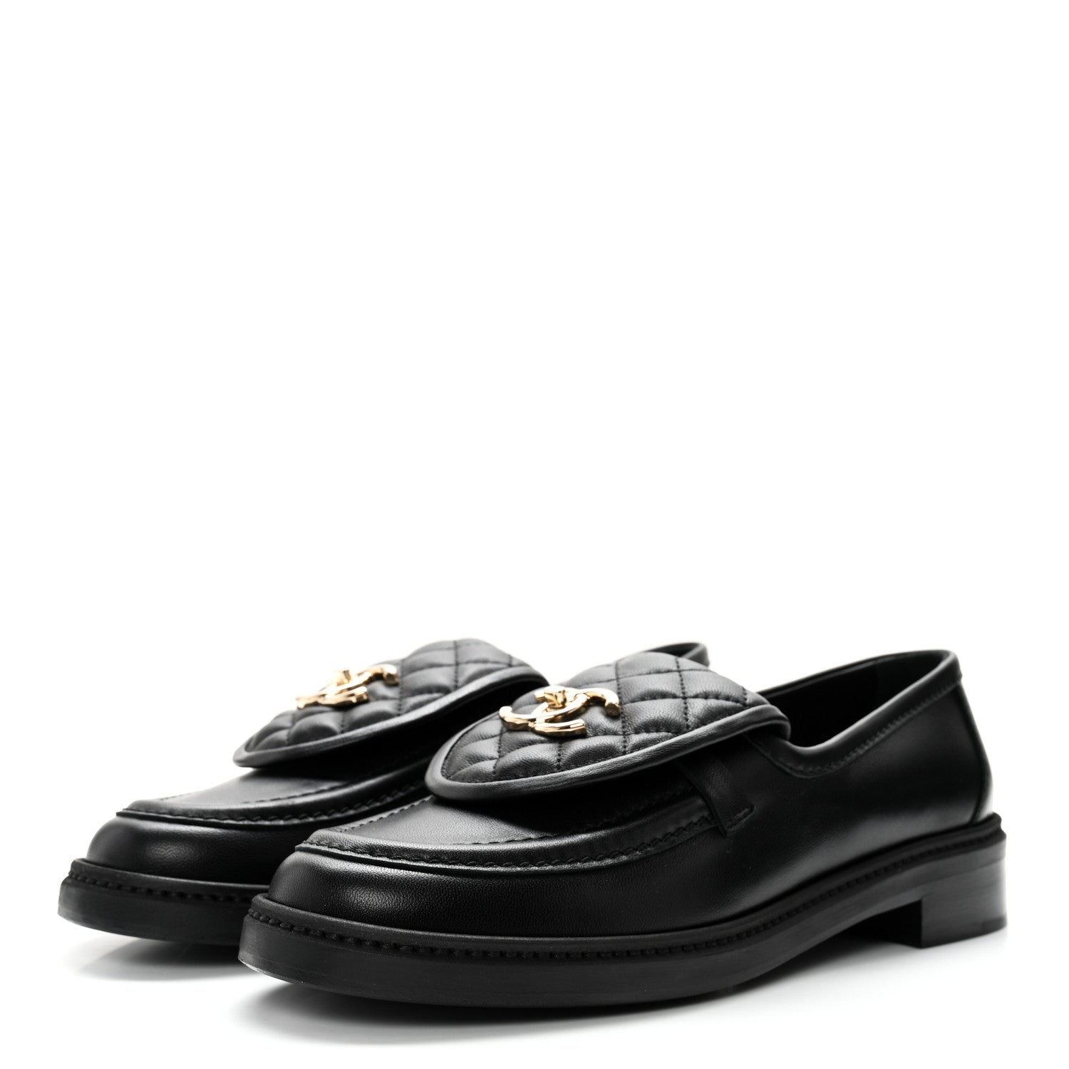 Chanel Lambskin Quilted CC Turnlock Loafers 39.5 Black 3 of 10