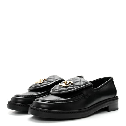 Chanel Lambskin Quilted CC Turnlock Loafers 39.5 Black 3 of 10