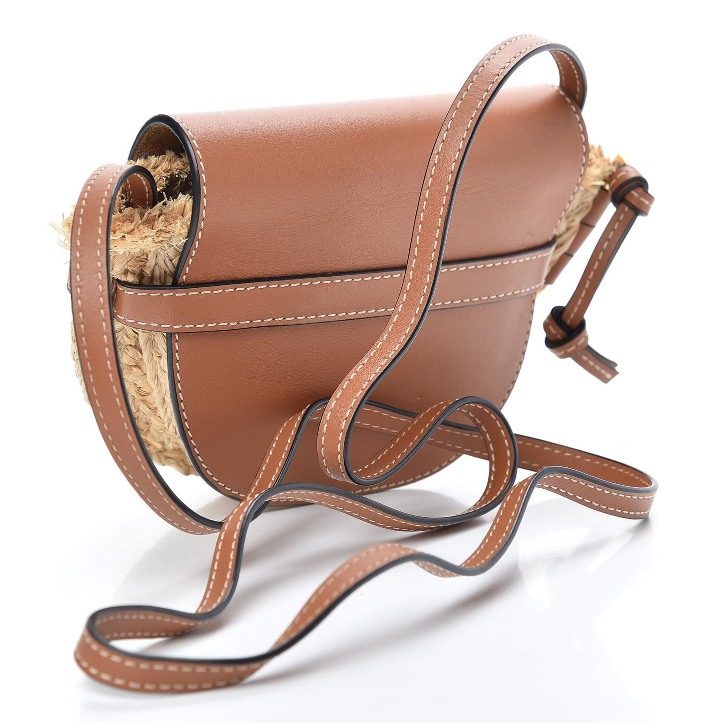 Calfskin Raffia Mini Gate Crossbody Bag Natural Tan