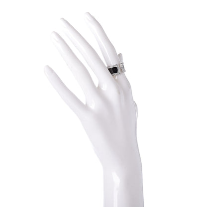 Cartier 18K White Gold Enamel Diamond 10mm Logo De Ring Black 53 6.5 2 of 5