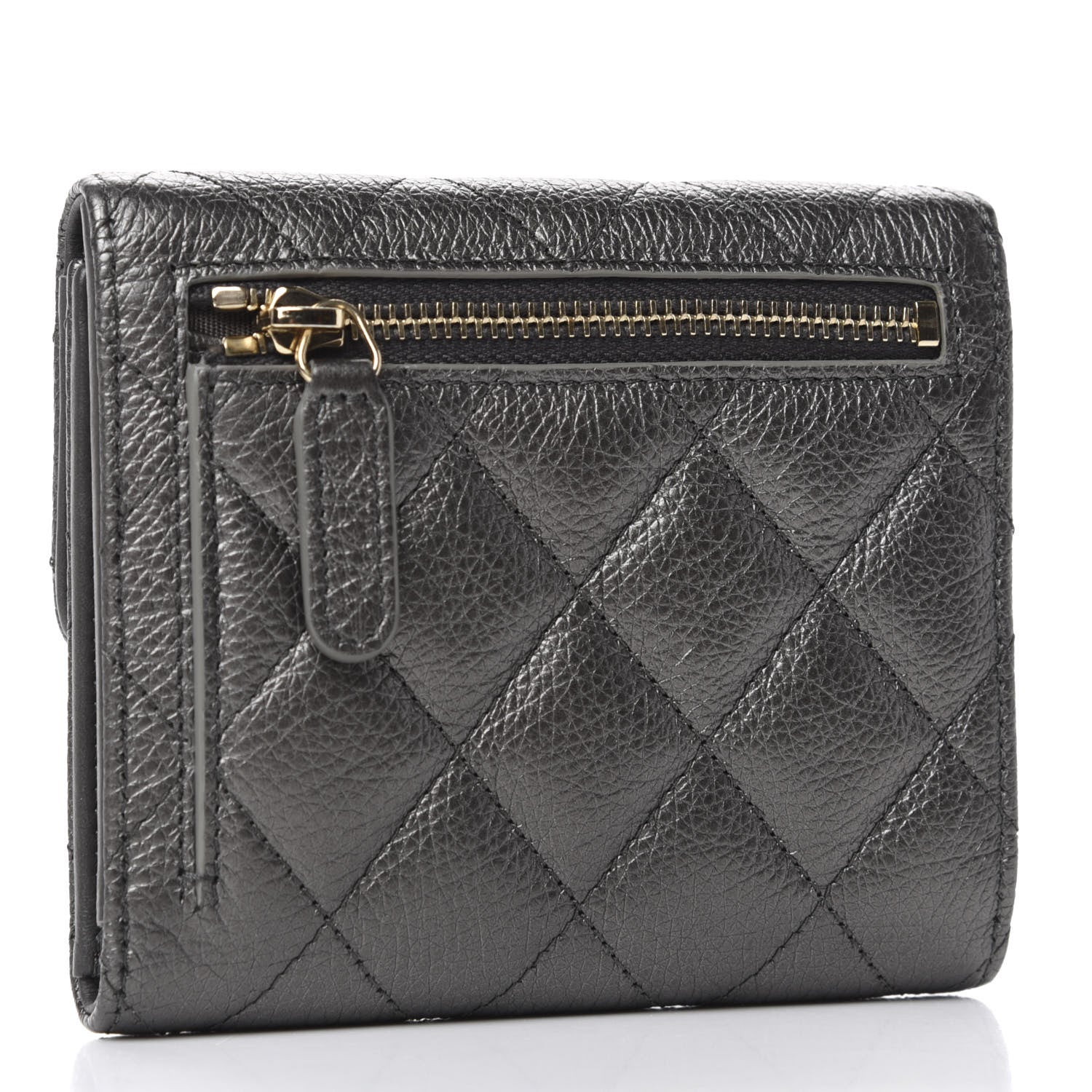 Chanel Metallic Calfskin Quilted Reissue Compact Wallet Grey 3 of 8