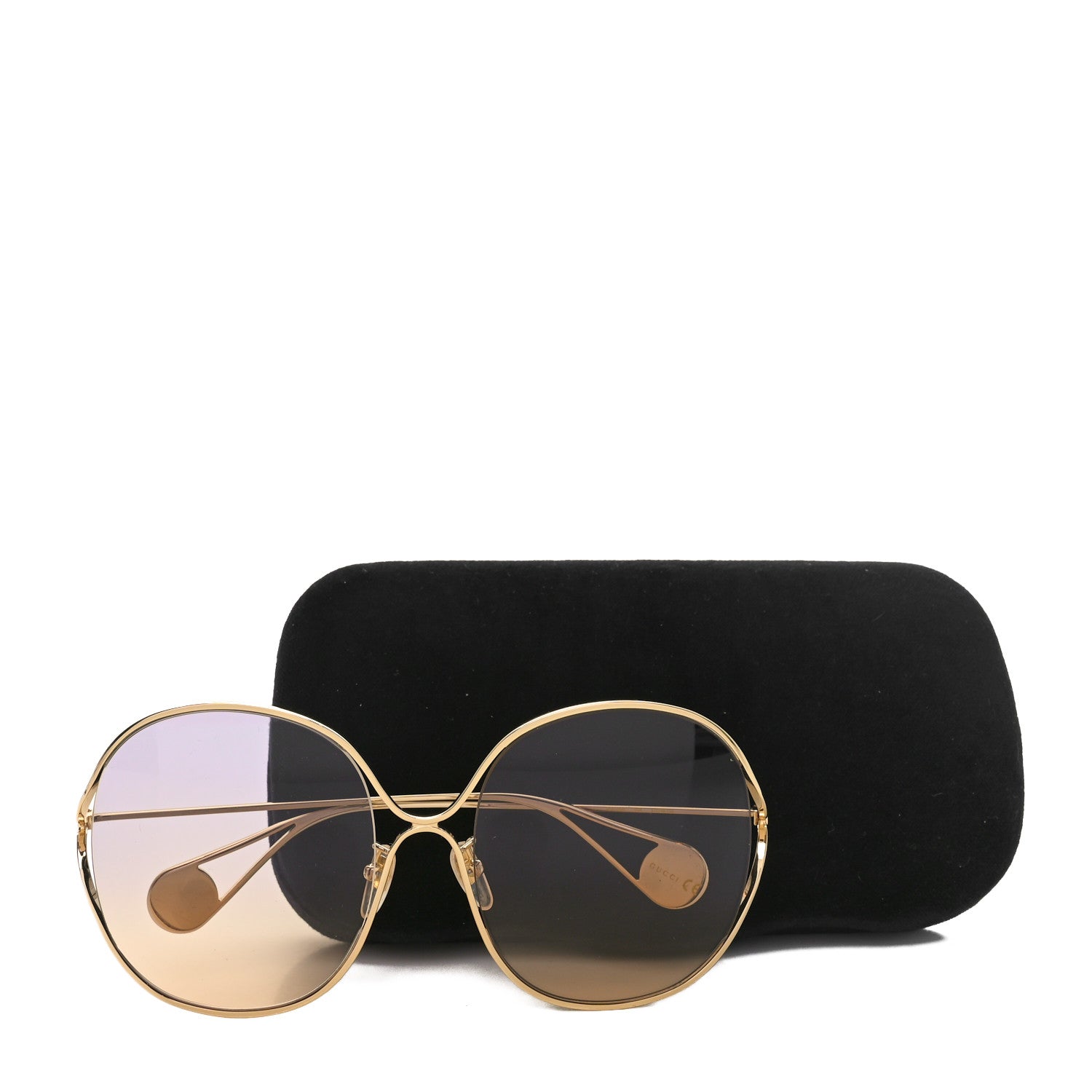 Gucci Oversized Round GG0362S Sunglasses Gold 7 of 7