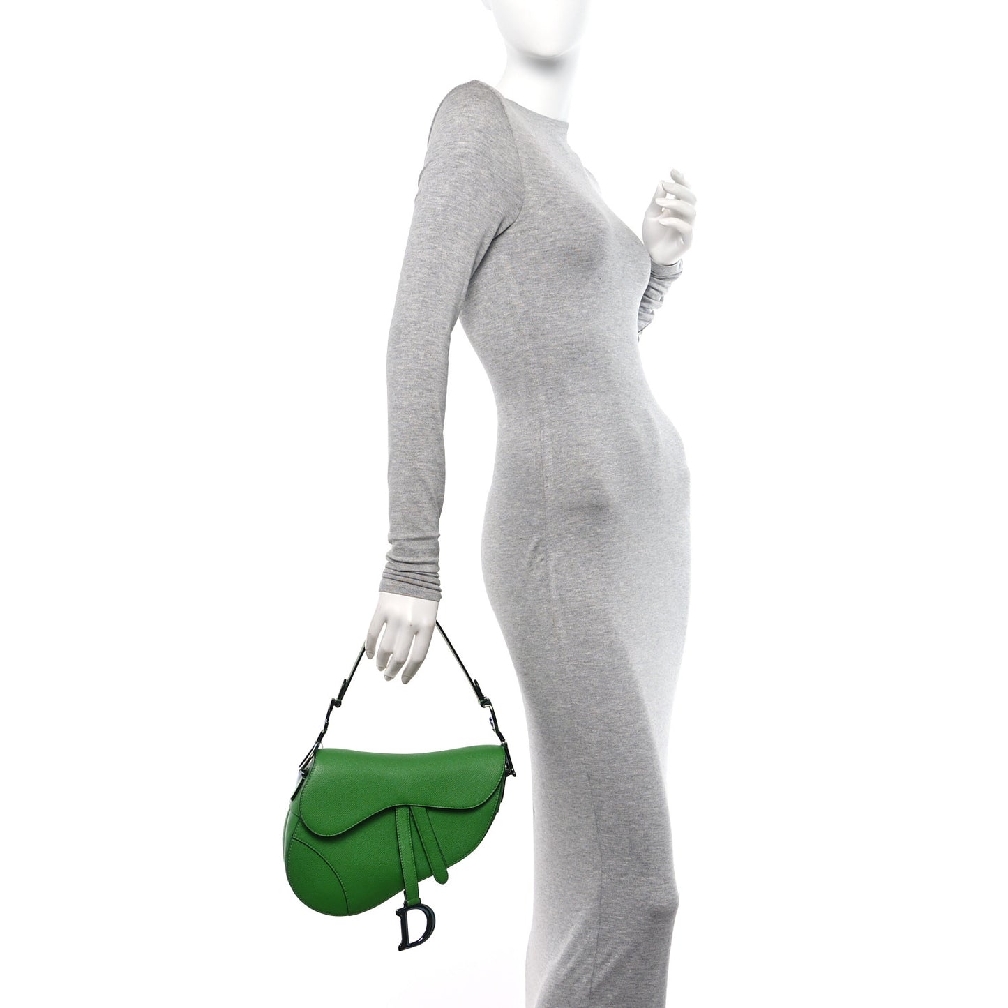 Grained Calfskin Saddle Bag Green