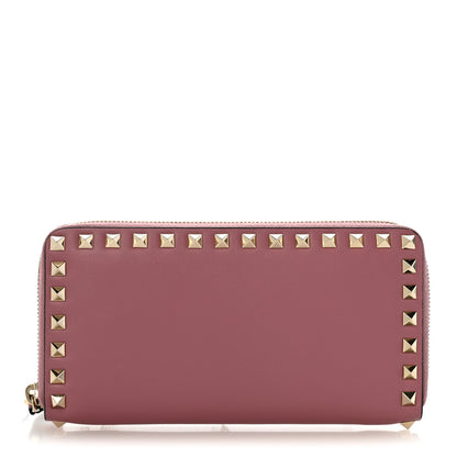 Valentino Garavani Calfskin Rockstud Zip Around Wallet Lipstick 1 of 12