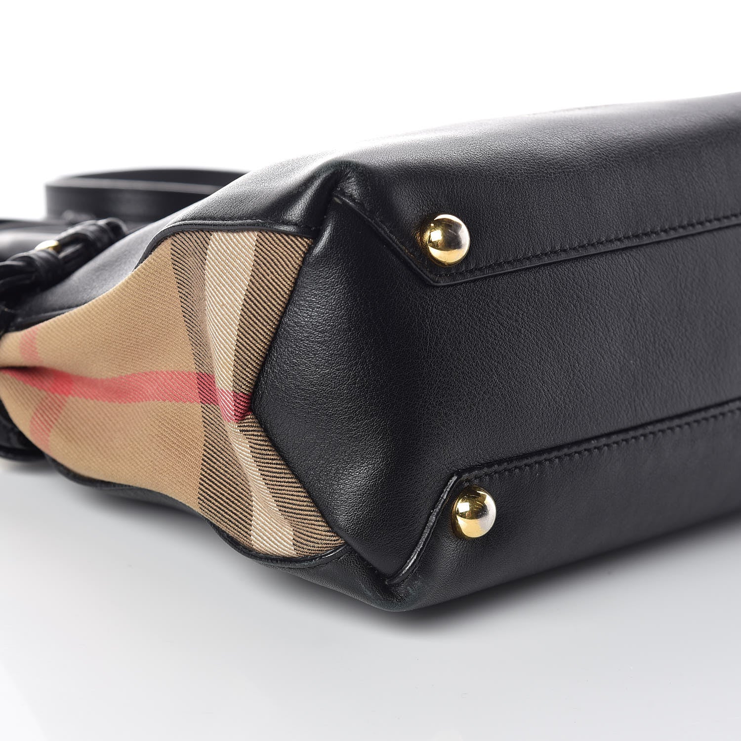 Burberry Calfskin House Check Small Banner Tote Black 8 of 17