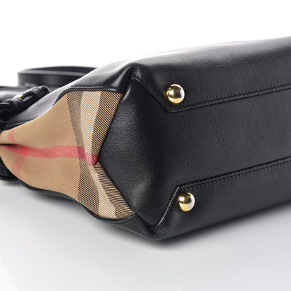 Burberry Calfskin House Check Small Banner Tote Black 8 of 17