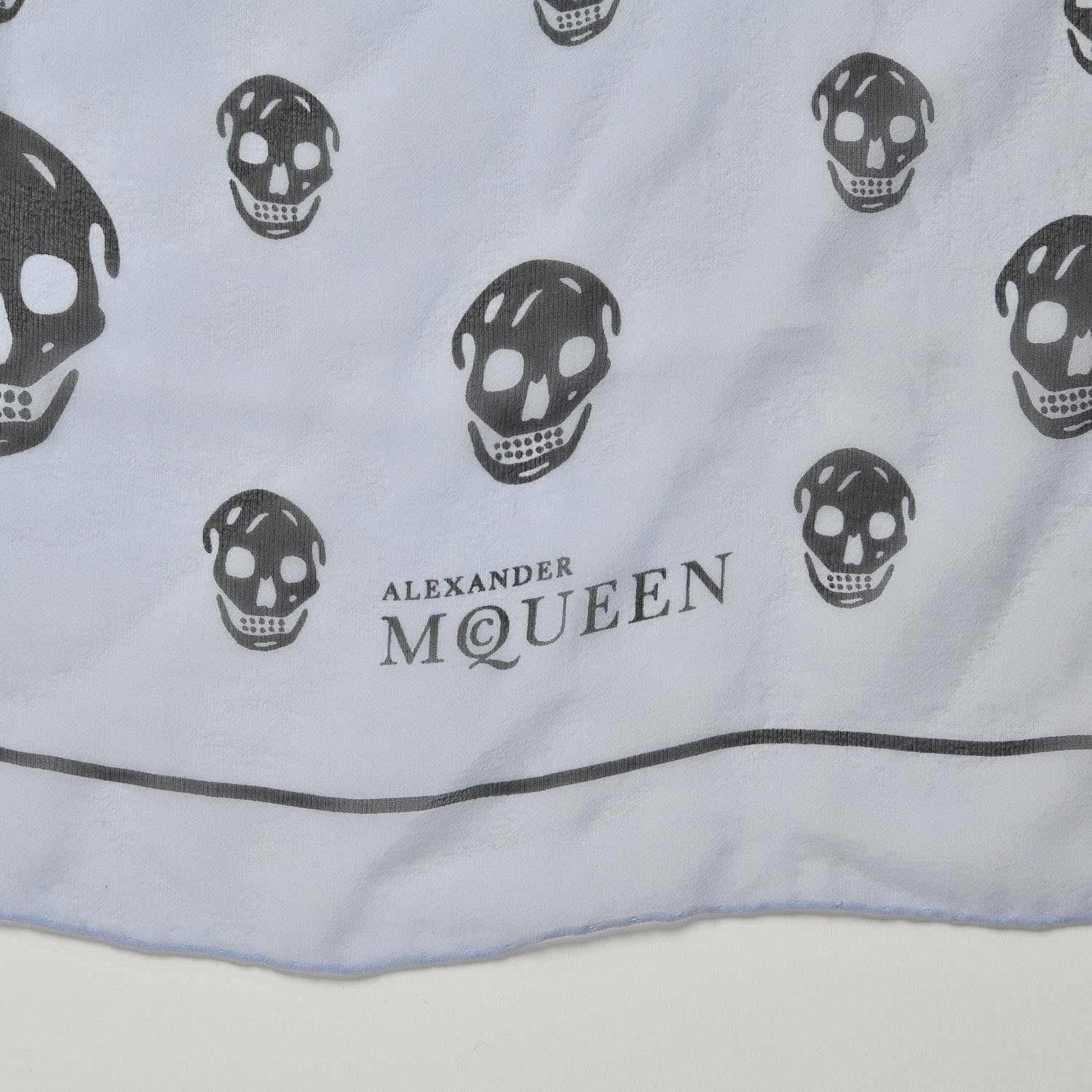 Alexander McQueen Silk Chiffon Skull Scarf Light Blue 4 of 5