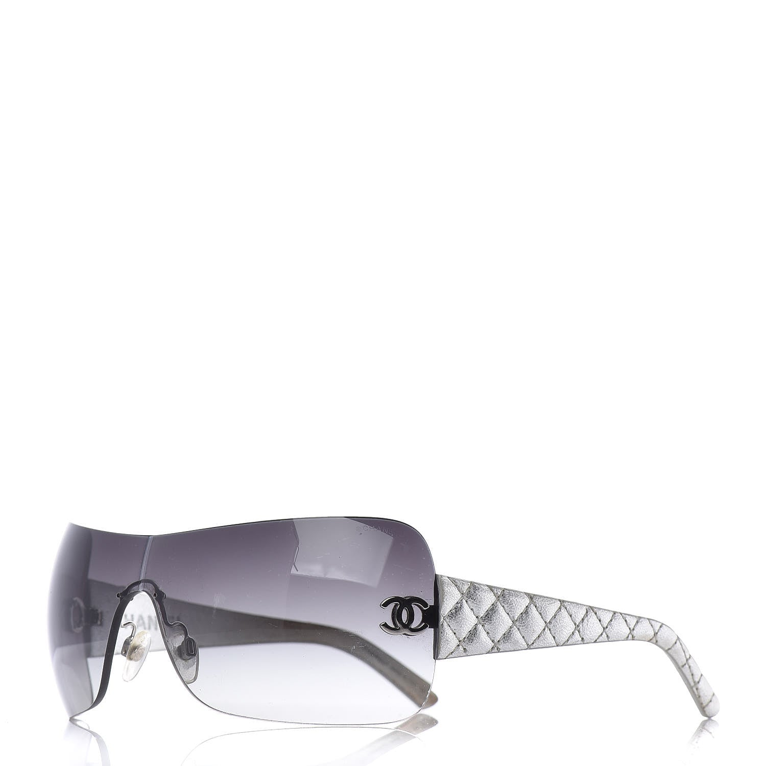 Chanel Metallic Quilted CC Sunglasses 4157-Q Silver 1 of 10