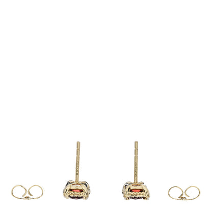 David Yurman 18K Yellow Gold Diamond Garnet Petite Chatelaine Bezel Stud Earrings 3 of 5