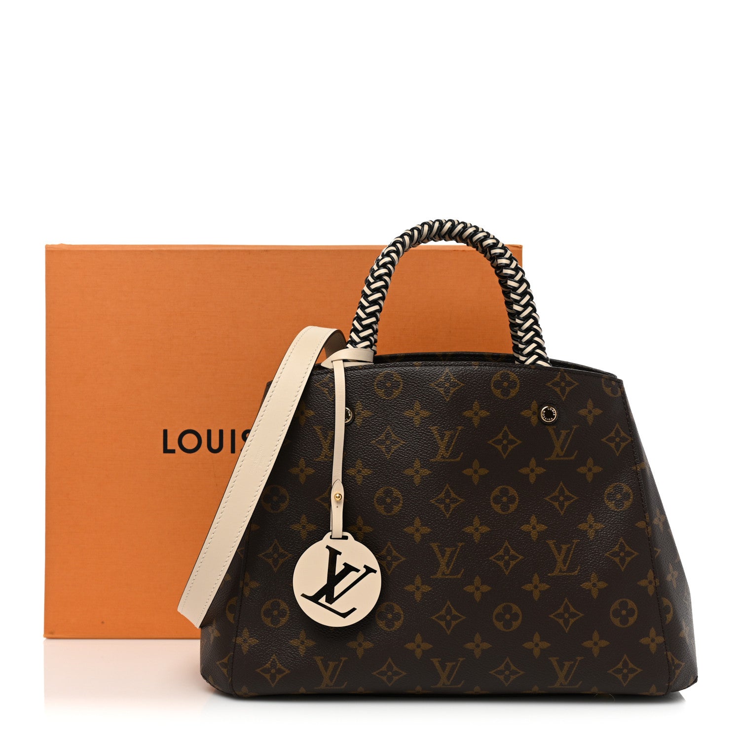 Louis Vuitton Monogram Braided Montaigne MM Creme Beige 10 of 10