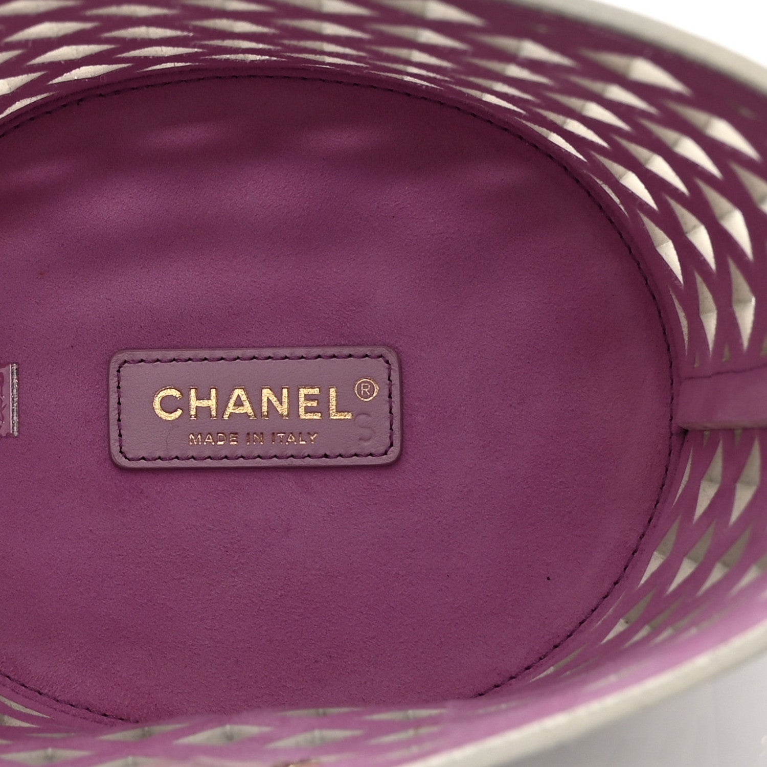 Chanel Lambskin Sea Through Bucket Drawstring Bag White Multicolor 7 of 14