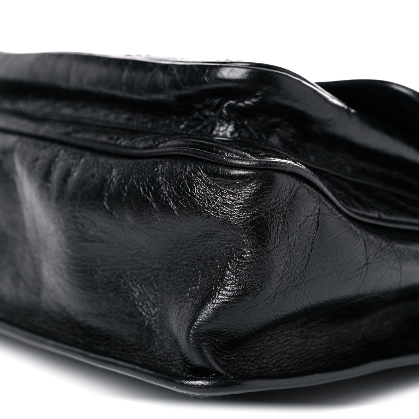 Crinkled Calfskin Matelasse Monogram Medium Niki Chain Satchel Black