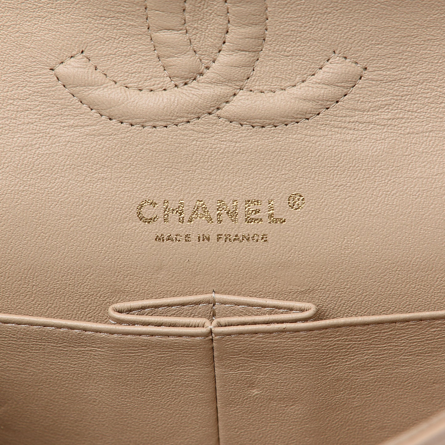 Caviar Quilted Medium Double Flap Beige