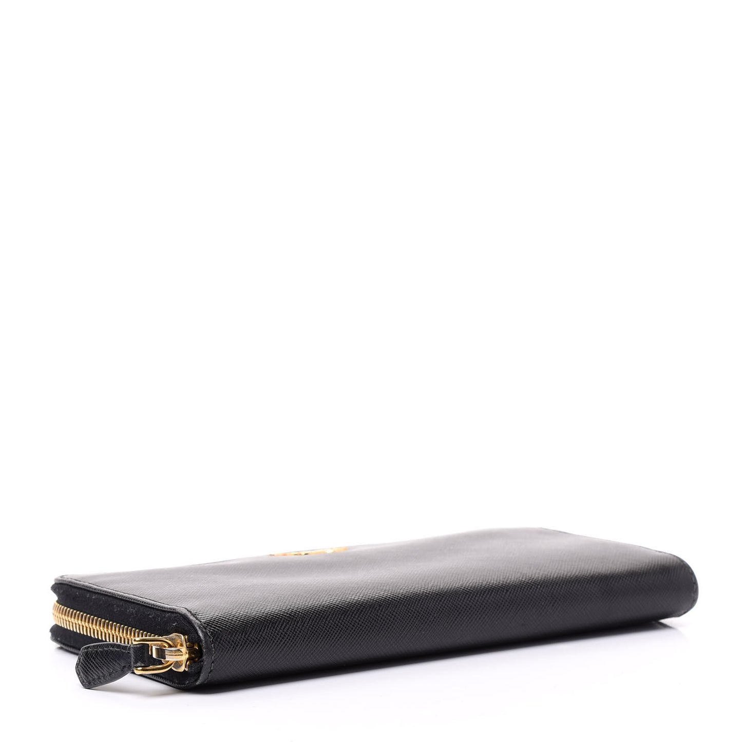 Saffiano Metal Zip Around Wallet Black