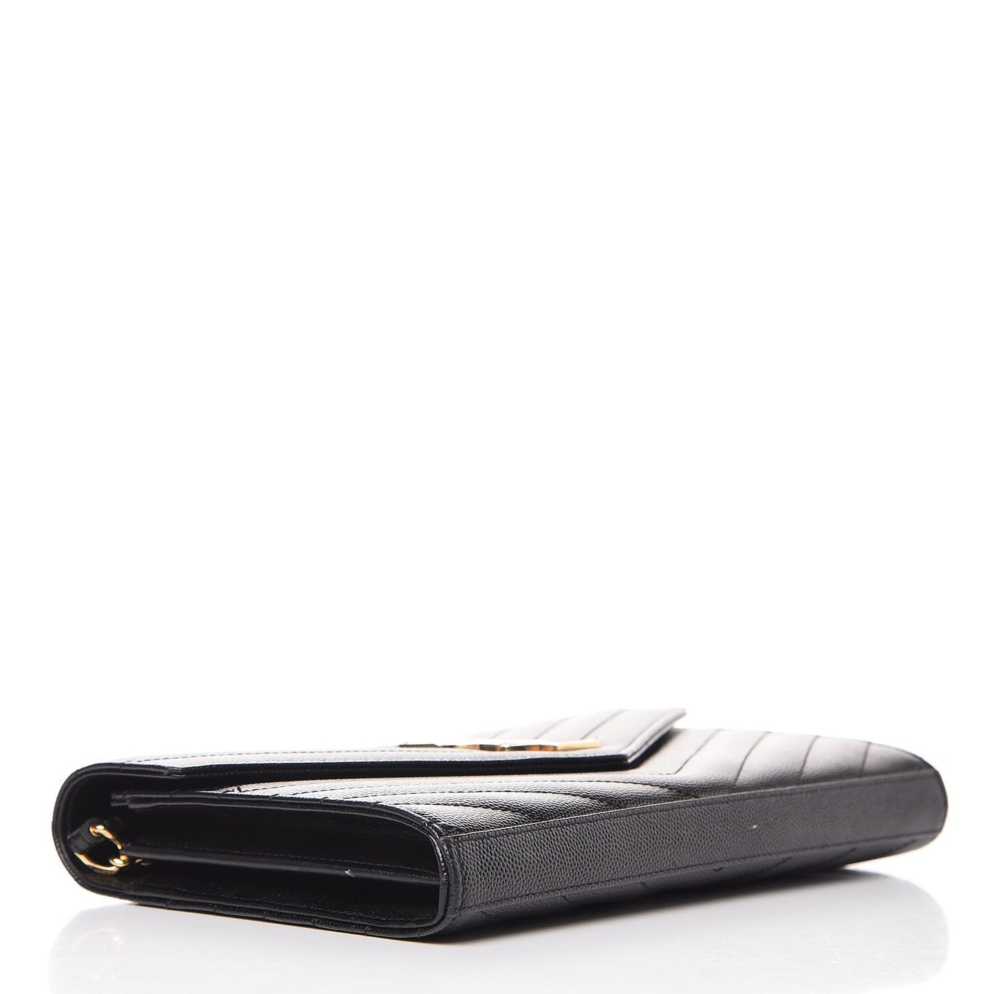 Grain De Poudre Matelasse Chevron Monogram Chain Wallet Black