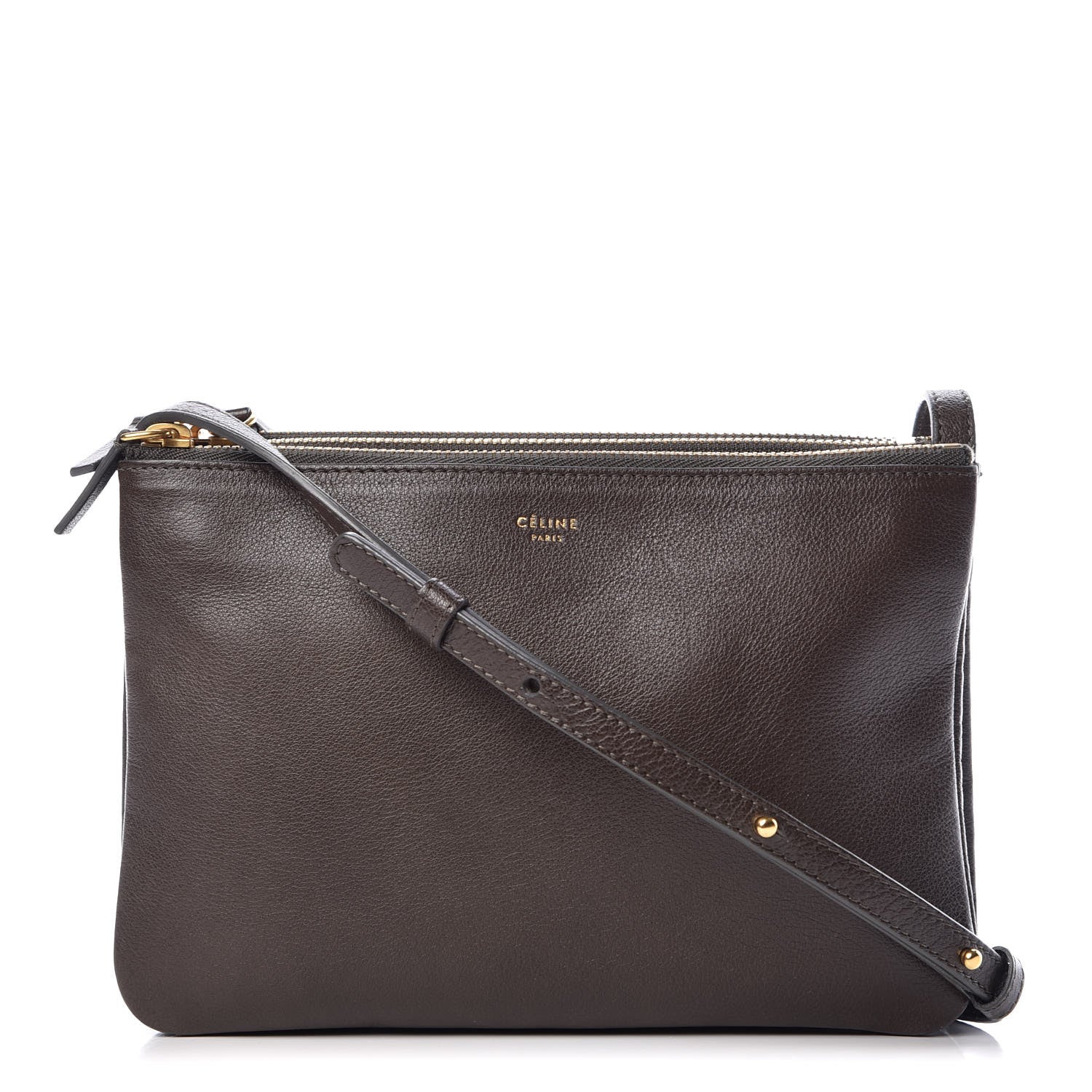 Celine Goatskin Small Trio Crossbody Bag Army Green 1 of 12