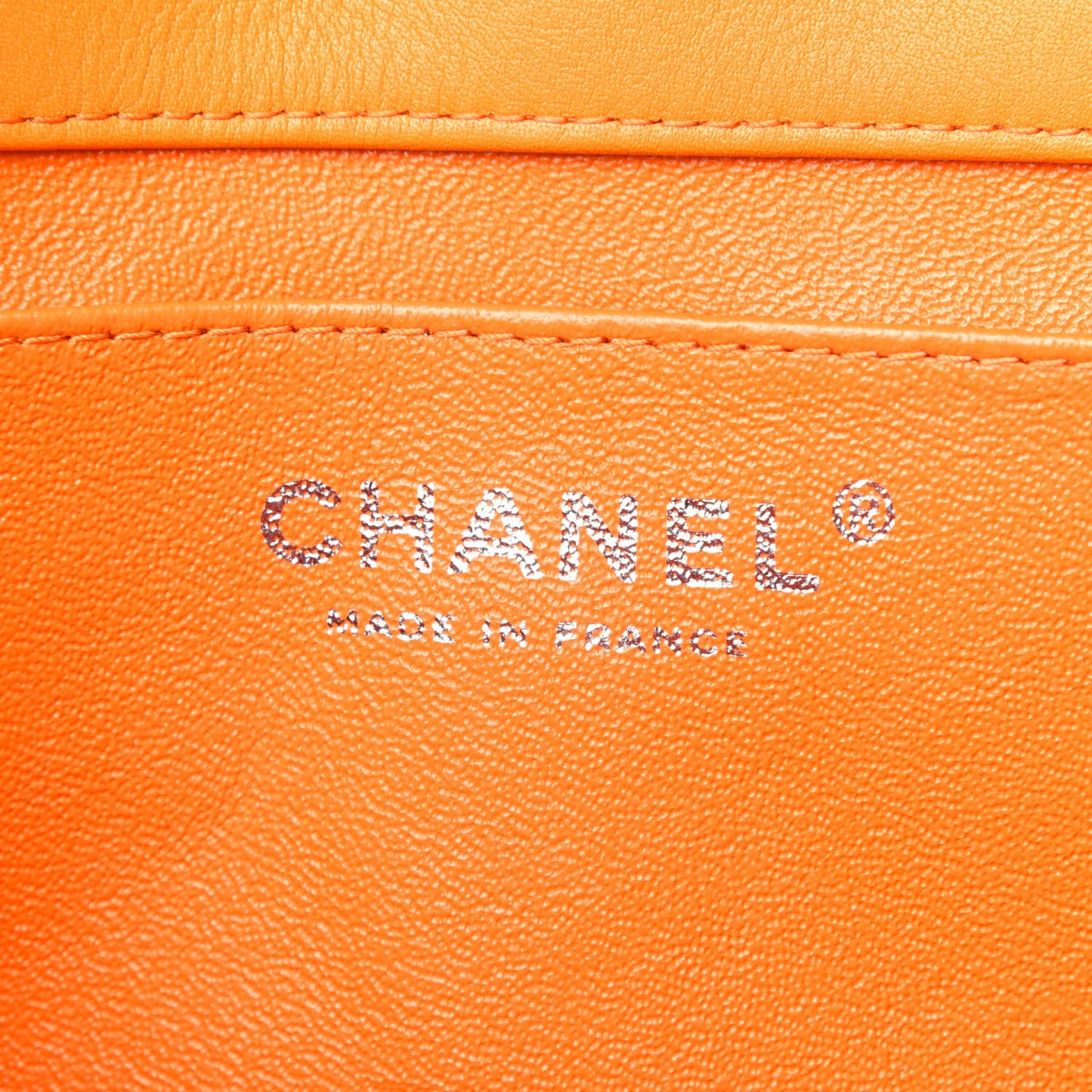Patent Quilted Clutch with Chain Flap Orange